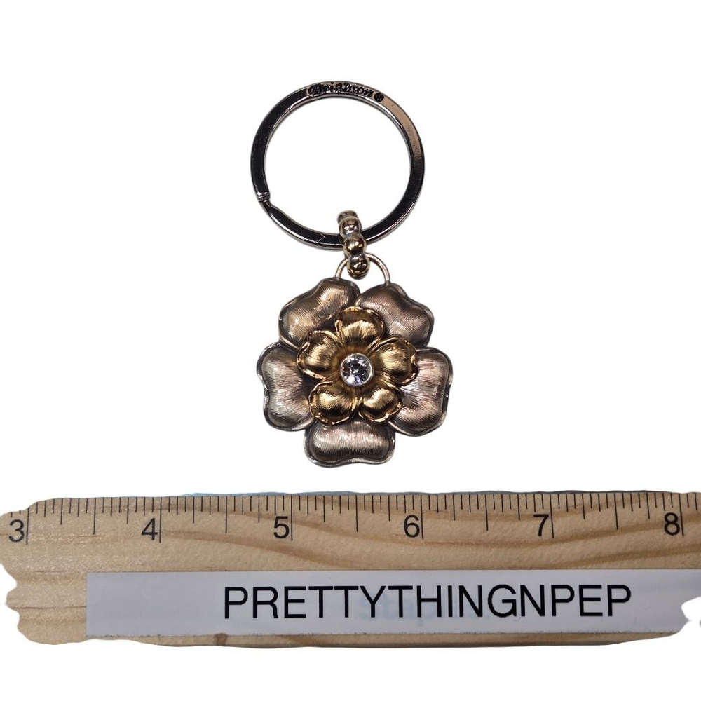 Brighton Key Chain Botanical Flower Key Fob Keychain Silvertone Goldtone Floral - Picture 6 of 7